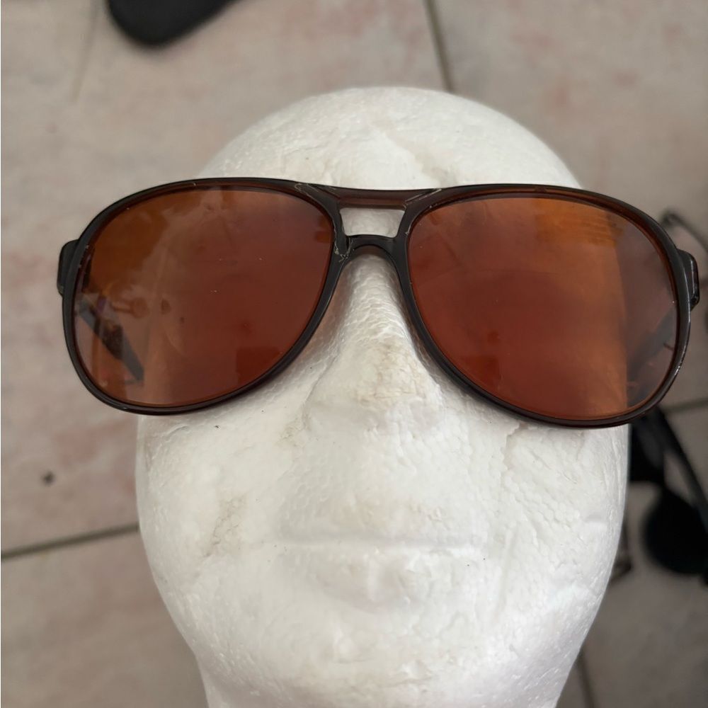 Safilo glasses brown gold frame cutout front sunglasses accessory eyewear